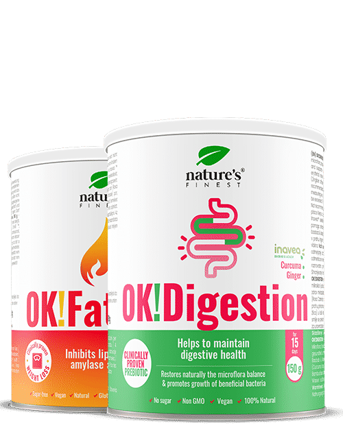 OK!Digestion + OK!FatBurn | Equilibrio della Microflora | Digestione Sana | Perdita di Peso | Perdita di Grasso | L-carnitina