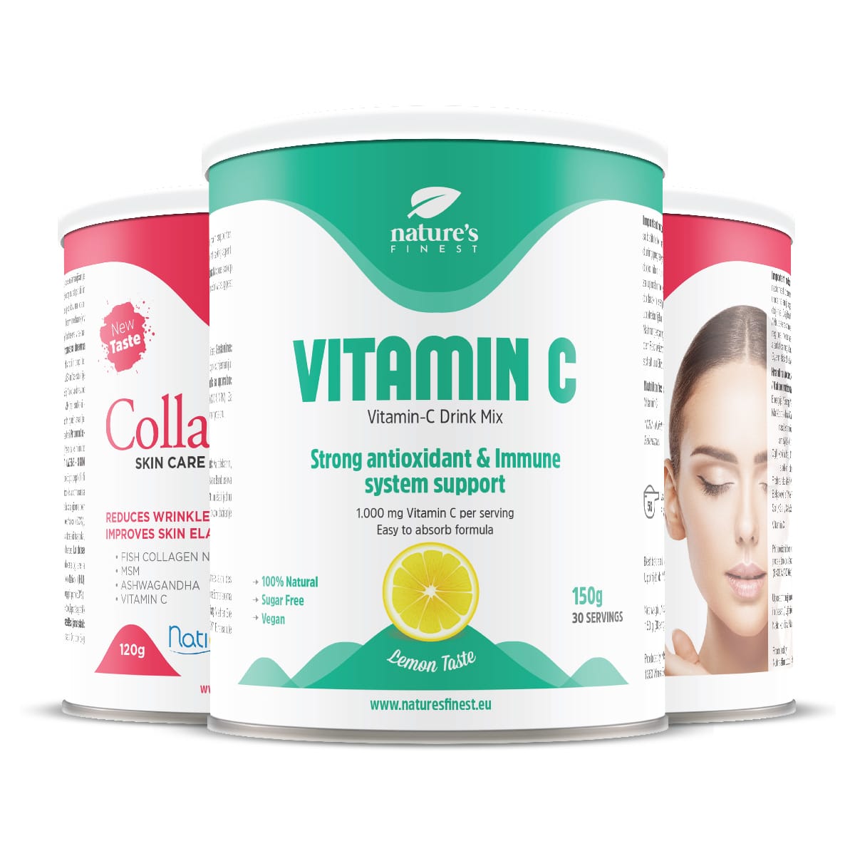 SkinCare Al Collagene 1+1 + Vitamina C , Integratore Di Collagene Marino , Polvere Di Peptidi , Riduce Le Rughe , Naturale , Collagene , 240g