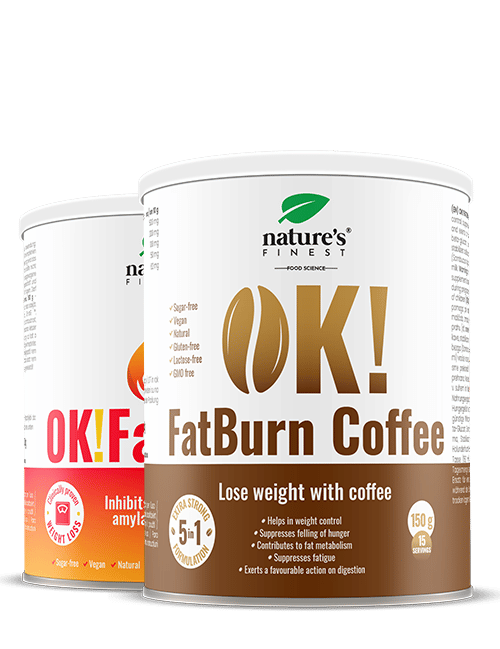 OK!FatBurn Coffee + OK!FatBurn , Bundle 1+1 , Accelerare La Combustione Dei Grassi , Perdita Di Peso Naturale , L-Carnitina Caffè Brasiliano , 300g