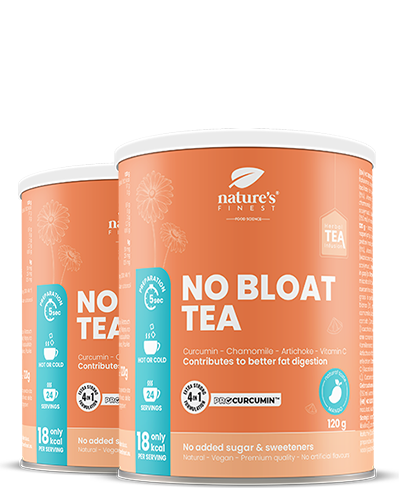 No Bloat Tea 1+1 , Supporto Digestivo , Tè Funzionale , Ridurre Il Gonfiore , Tè Di Curcuma , Biologico , Vegano , Tè Di Carciofo , 240g