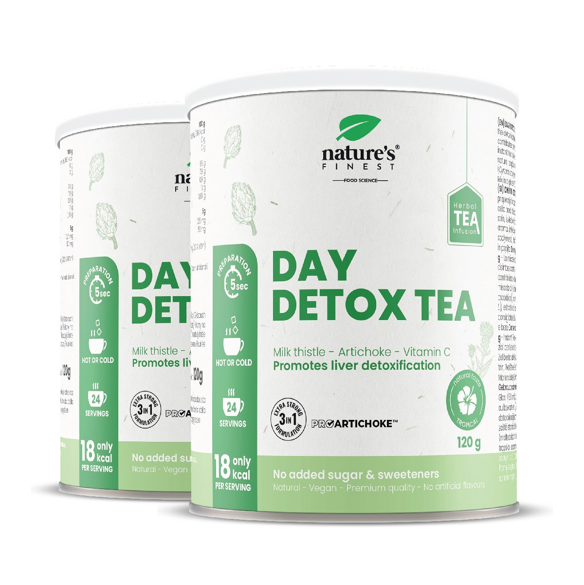 Day Detox Tea 1+1 , Detergente Energetico , Tè Antistress , Biologico , Vegano , Tè Di Cardo Mariano , Supporto All'immunità , 240g