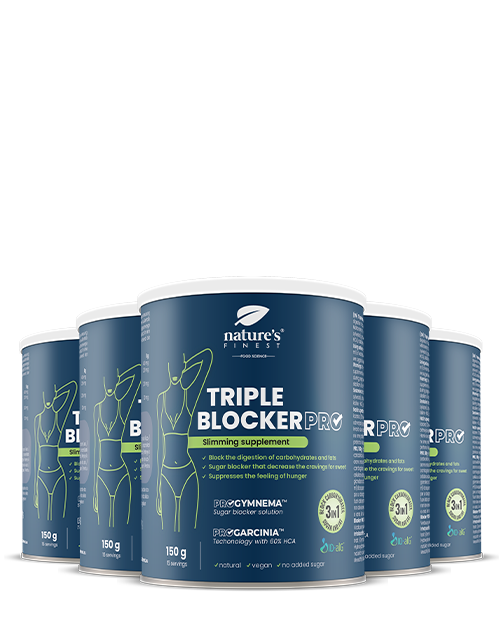 Triple Blocker Pro 2+3 | Bloccante dei carboidrati | Bloccante dello zucchero | Brucia grassi | Gymnema sylvestre | HCA | 750g