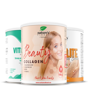 Beauty Collagene con acido ialuronico + Vitamina C + Anti Cellulite scrub al caffè pacchetto