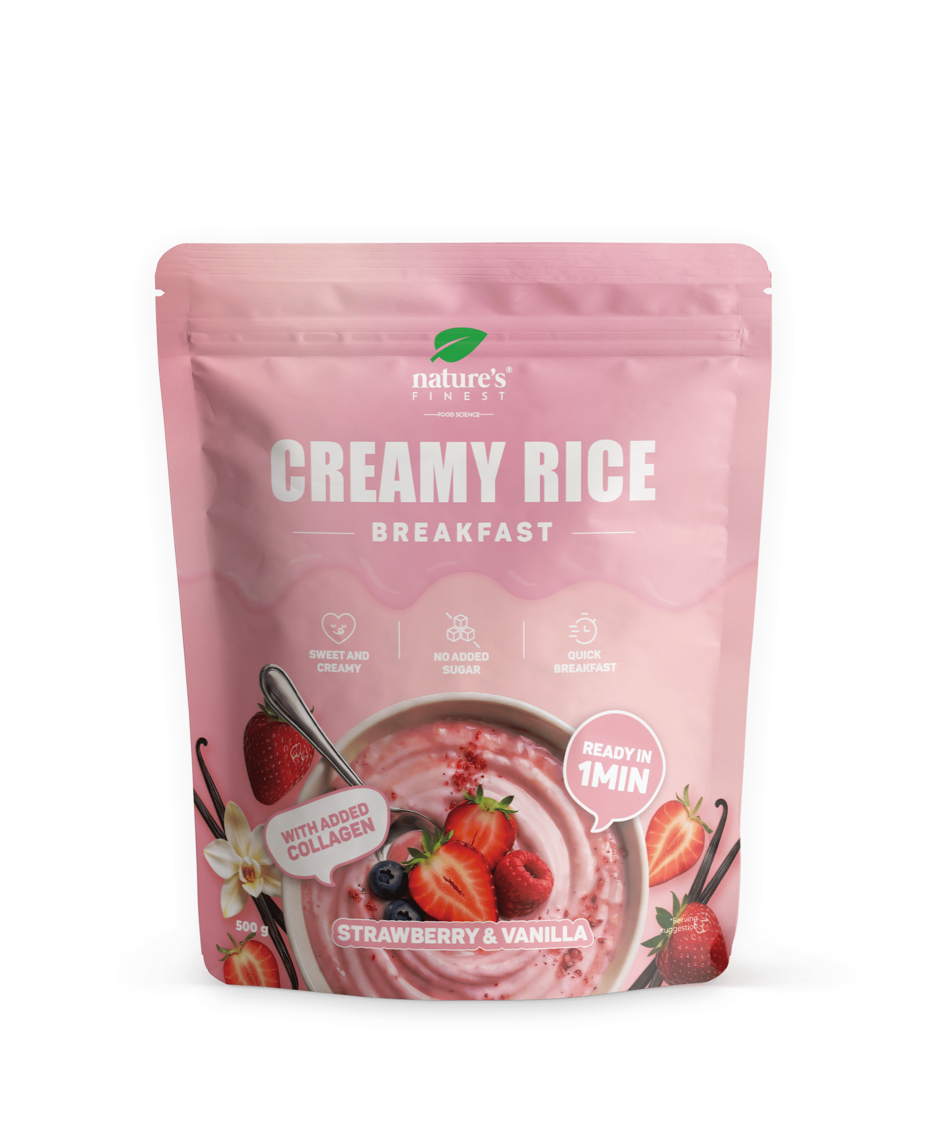 Creamy rice breakfast Strawberry-vanilla